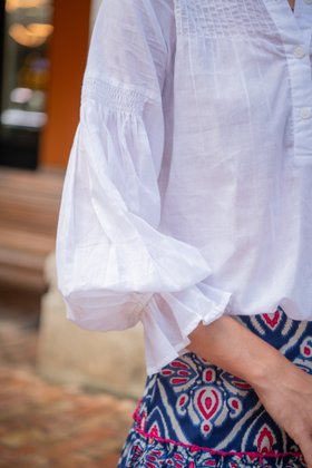 Amy Blouse - White Cotton Voile