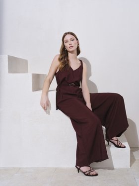 Belted Jumpsuit With Metal Detail
