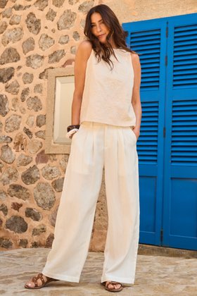 Floral Broderie Top £20  Wide Leg Trousers £25