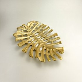 Solara Gold Leaf Tray | Small Gold Decorative Tray & Table Centrepiece UK