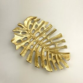 Solara Gold Leaf Tray | Small Gold Decorative Tray & Table Centrepiece UK