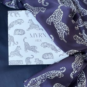 Midnight Blue Leopard Pure Silk Pillowcase and Scrunchie