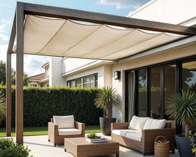 Beige Harmonica Retractable Awning For Pergolas 2.9x3.0m