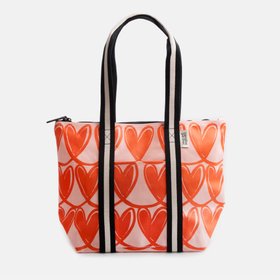 Pink/Orange Looped Hearts Overnight Bag