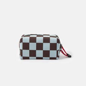 Wine/Blue Check Grooming Bag