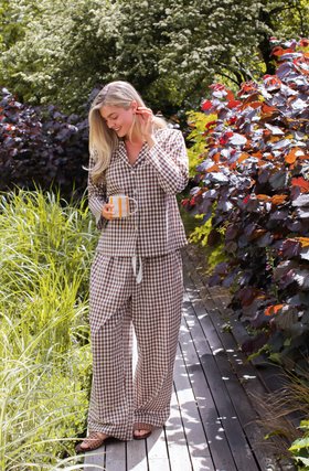 Chocolate Gingham Cotton Short Pyjama Set