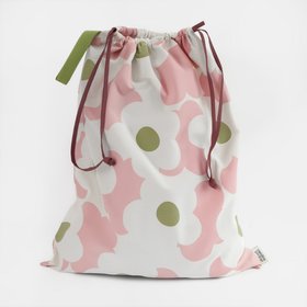 Pink Flower Cotton Drawstring Laundry Bag