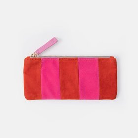 Orange & Pink Stripe Velvet Rectangle Pencil Case