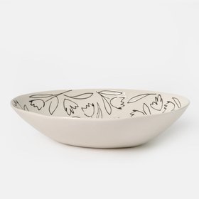 Outline Flowers Oval Serving Dish