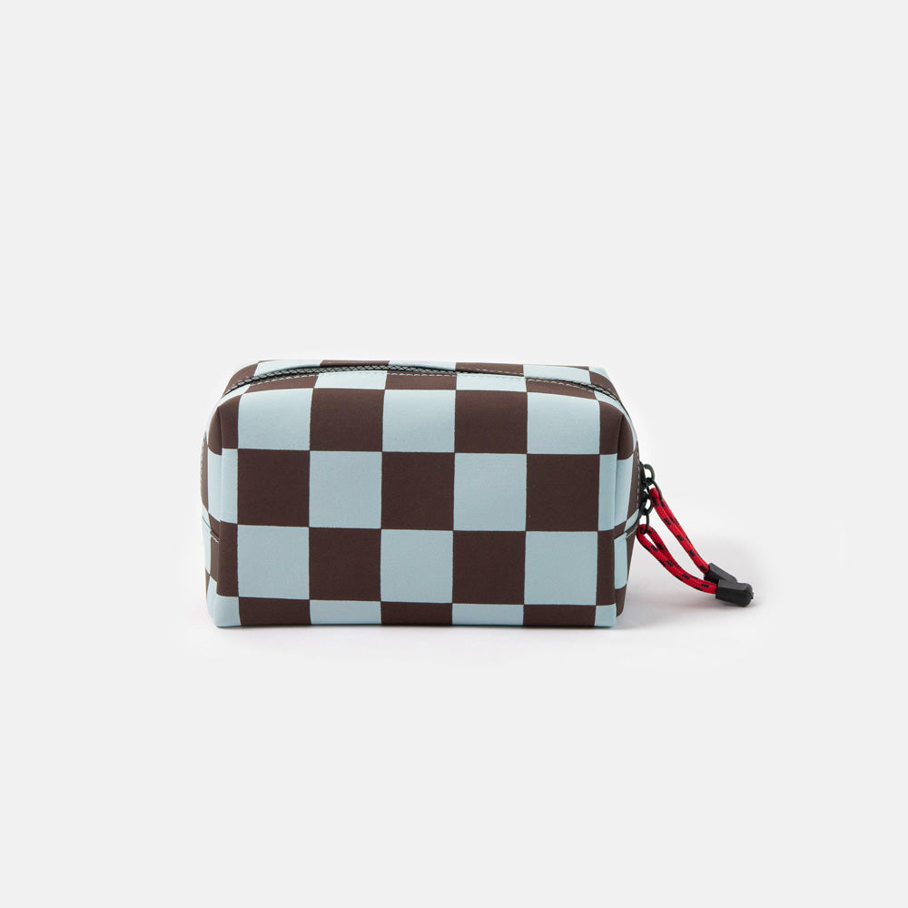 Wine/Blue Check Grooming Bag