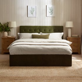 Peggy Olive Green Fabric Ottoman Storage Bed
