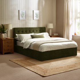 Peggy Olive Green Fabric Ottoman Storage Bed