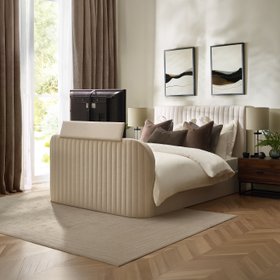 Hermione Natural Fabric Ottoman Storage TV Bed