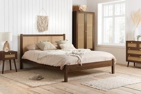 Croxley Walnut Wooden Rattan Bed