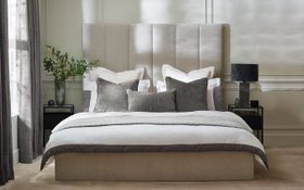 Miley Taupe Tall Fabric Ottoman Storage Bed