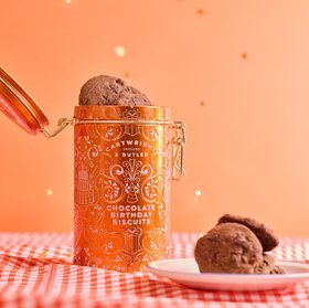 Chocolate Brownie Biscuits in Happy Birthday Tin
