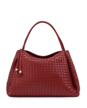 Nova Hand Woven Large Shoulder Bag in Crimson Red