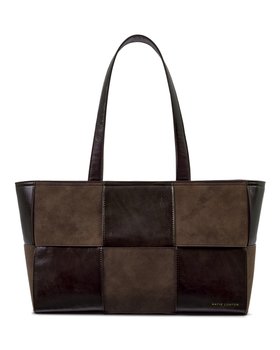 Taya Hand Woven Suedette Tote Bag in Bitter Chocolate