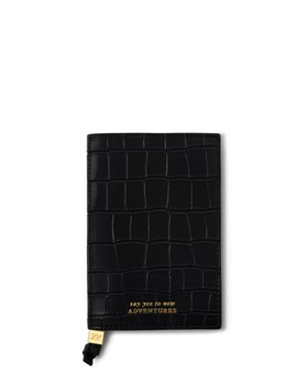 Personalised Passport Cover 'Say Yes To Adventures' in Black Croc