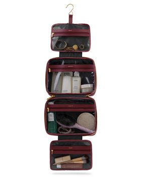 Hanging Makeup and Travel Wash Bag in Cherry Red Burgundy