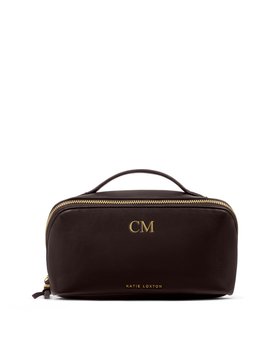 Soho Medium Zip Makeup and Wash Bag in Bitter Chocolate
