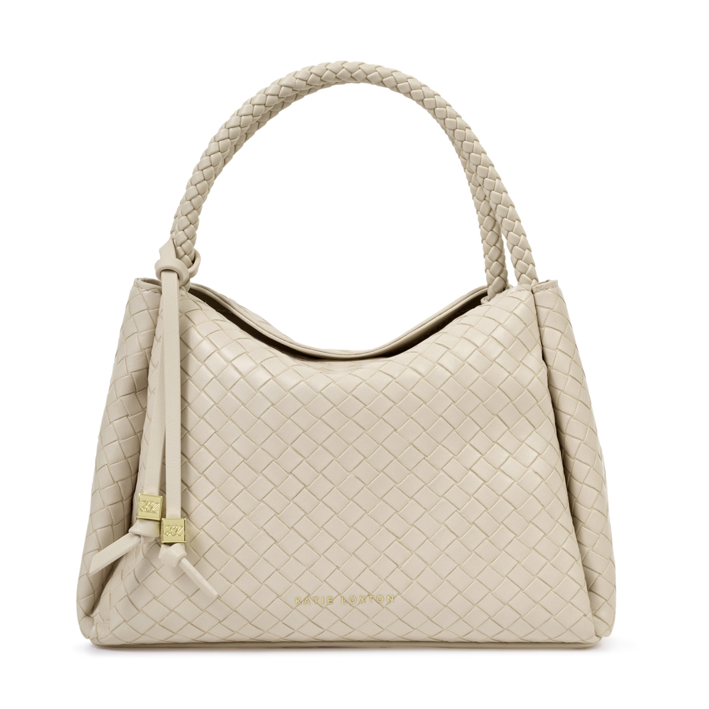 Nova Woven Top Handle Bag in Oyster