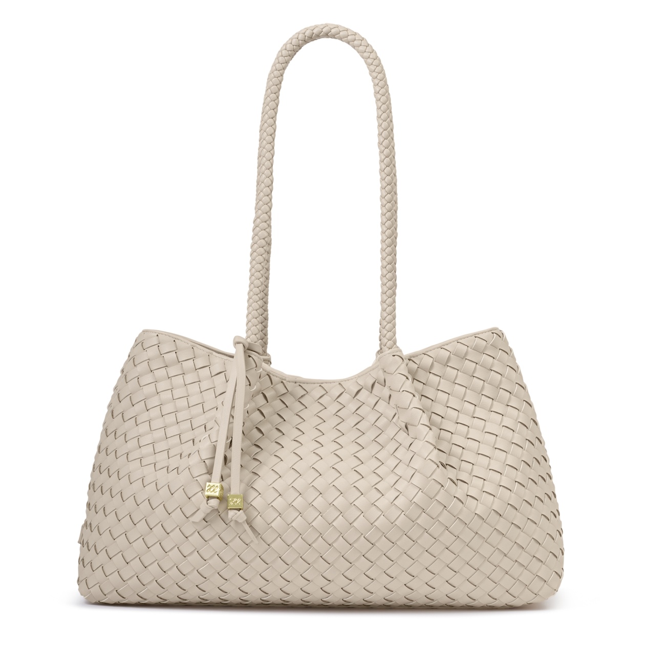 Nova Hand Woven Small Shoulder Tote in Oyster
