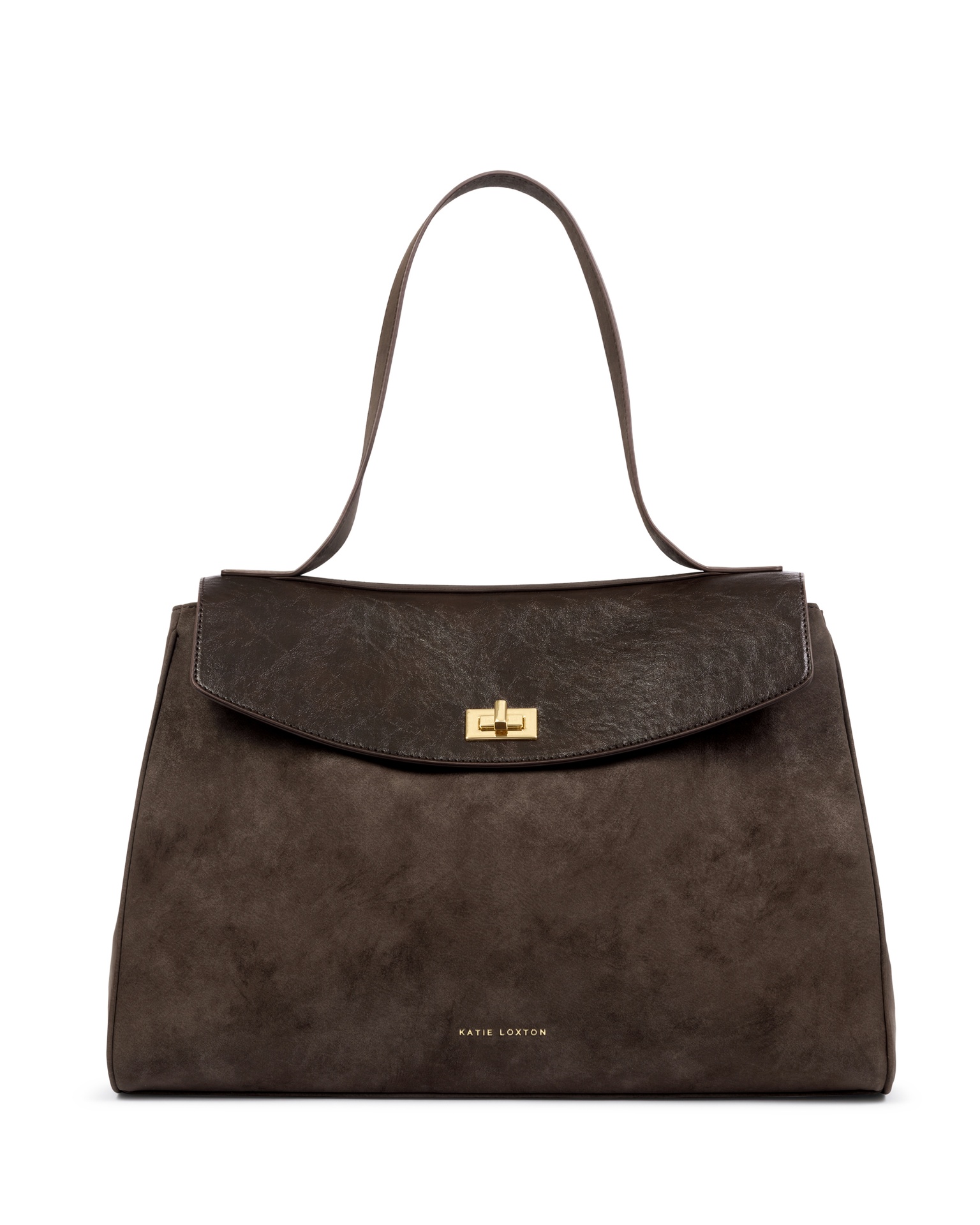 Victoria Suedette Shoulder Bag in Bitter Chocolate