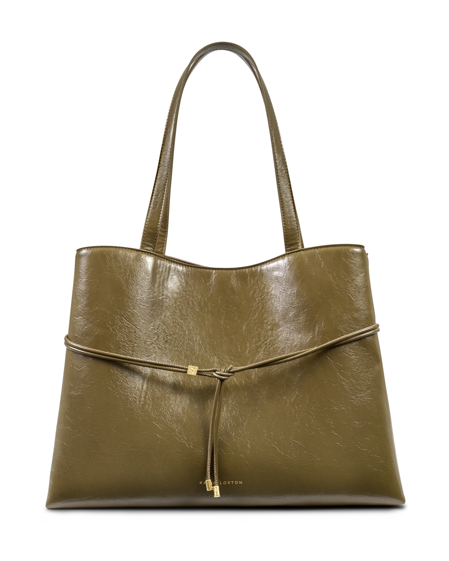 Lori Patent Crackle Tote Bag in Deep Olive