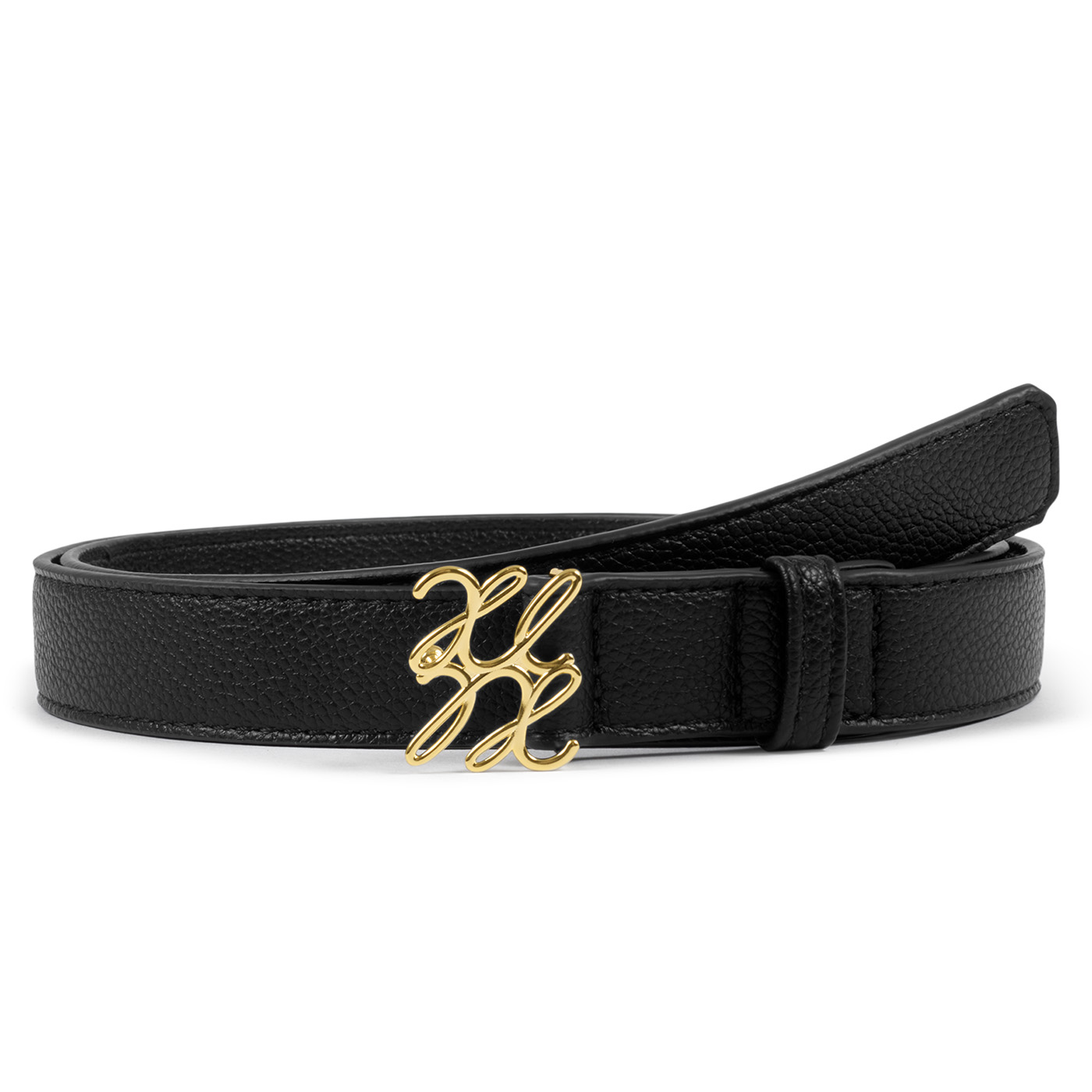 Signature Logo Skinny Belt in Black