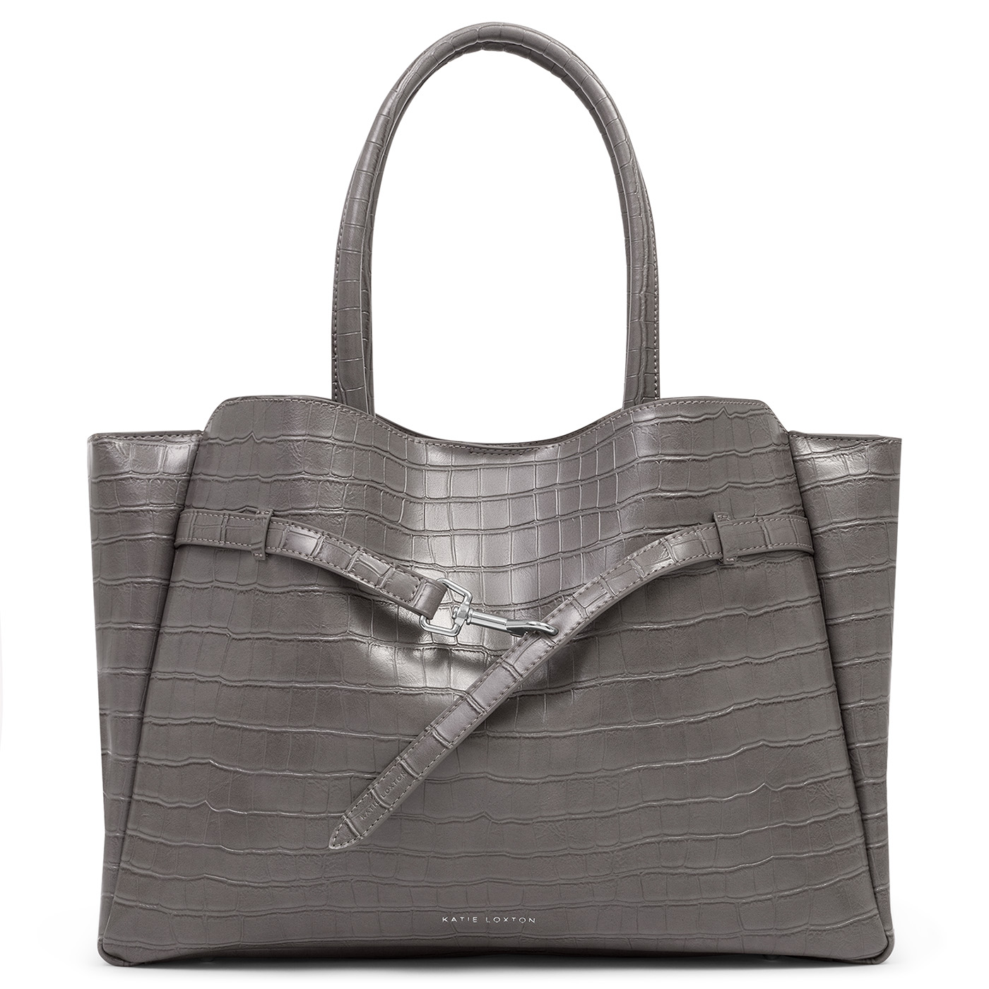 Maddie Work Tote Bag in Grey Faux Croc