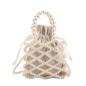 Pearl Beaded Mini Bucket Bag