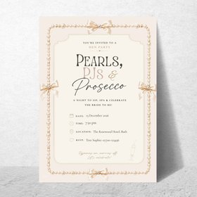 Pearls, PJs & Prosecco Editable Hen Party Invitation