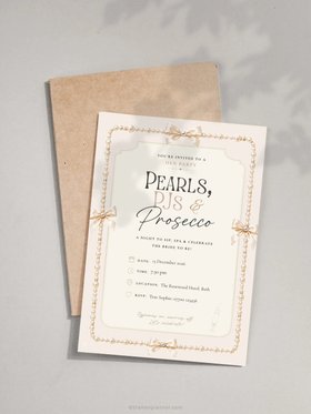 Pearls, PJs & Prosecco Editable Hen Party Invitation