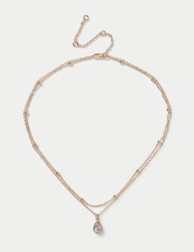 14ct Gold Plated Drop Multirow Necklace