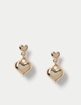 Gold Tone Heart Drop Earrings
