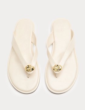 Trim Detail Flat Toe Post Sandals