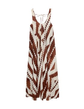 Pure Cotton Printed Scoop Neck Maxi Beach Dress