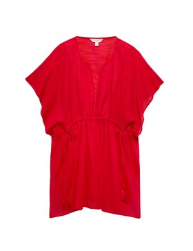 Pure Cotton Tie Detail Mini Kaftan Dress