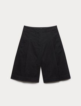 Cotton Rich High Waisted Pleat Front Bermuda Shorts