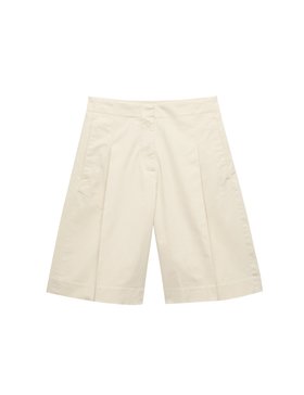 Cotton Rich High Waisted Pleat Front Bermuda Shorts