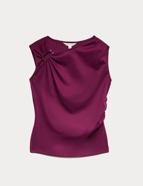 Cotton Rich Ruched Hardware Detail Top