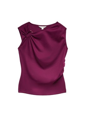 Cotton Rich Ruched Hardware Detail Top