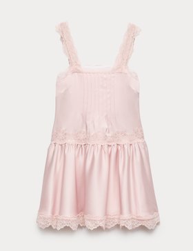 Satin Lace Insert Mini Skater Dress