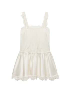 Satin Lace Insert Mini Skater Dress