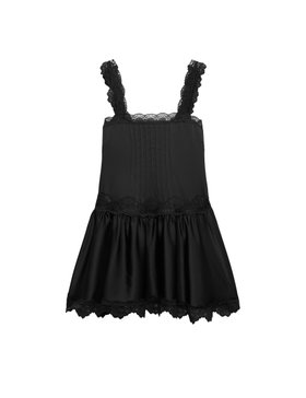 Satin Lace Insert Mini Skater Dress