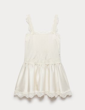 Satin Lace Insert Mini Skater Dress