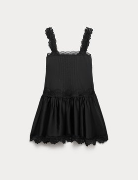 Satin Lace Insert Mini Skater Dress