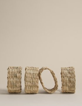 Set of 4 Seagrass Oval Napkin Rings