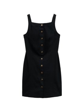Linen Rich Button Through Mini Shift Dress